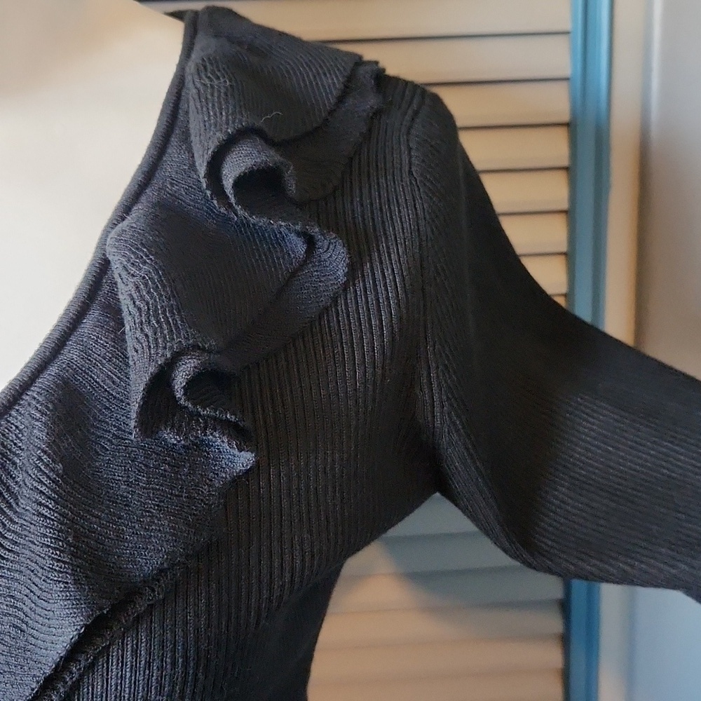 New York & Company Black Ruffled Sweater Top - Picture 7 of 12